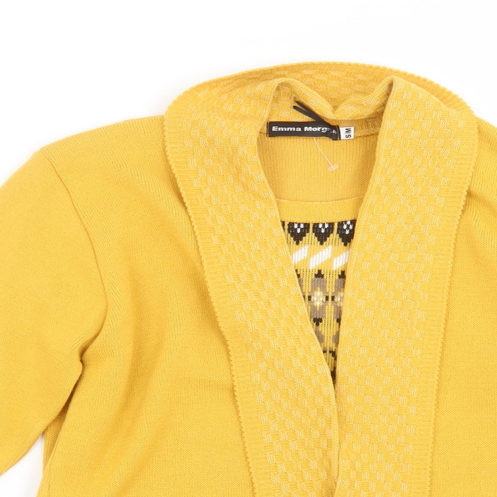 Emma Morgan Womens Yellow Geometric Knit Pullover Jumper Size S