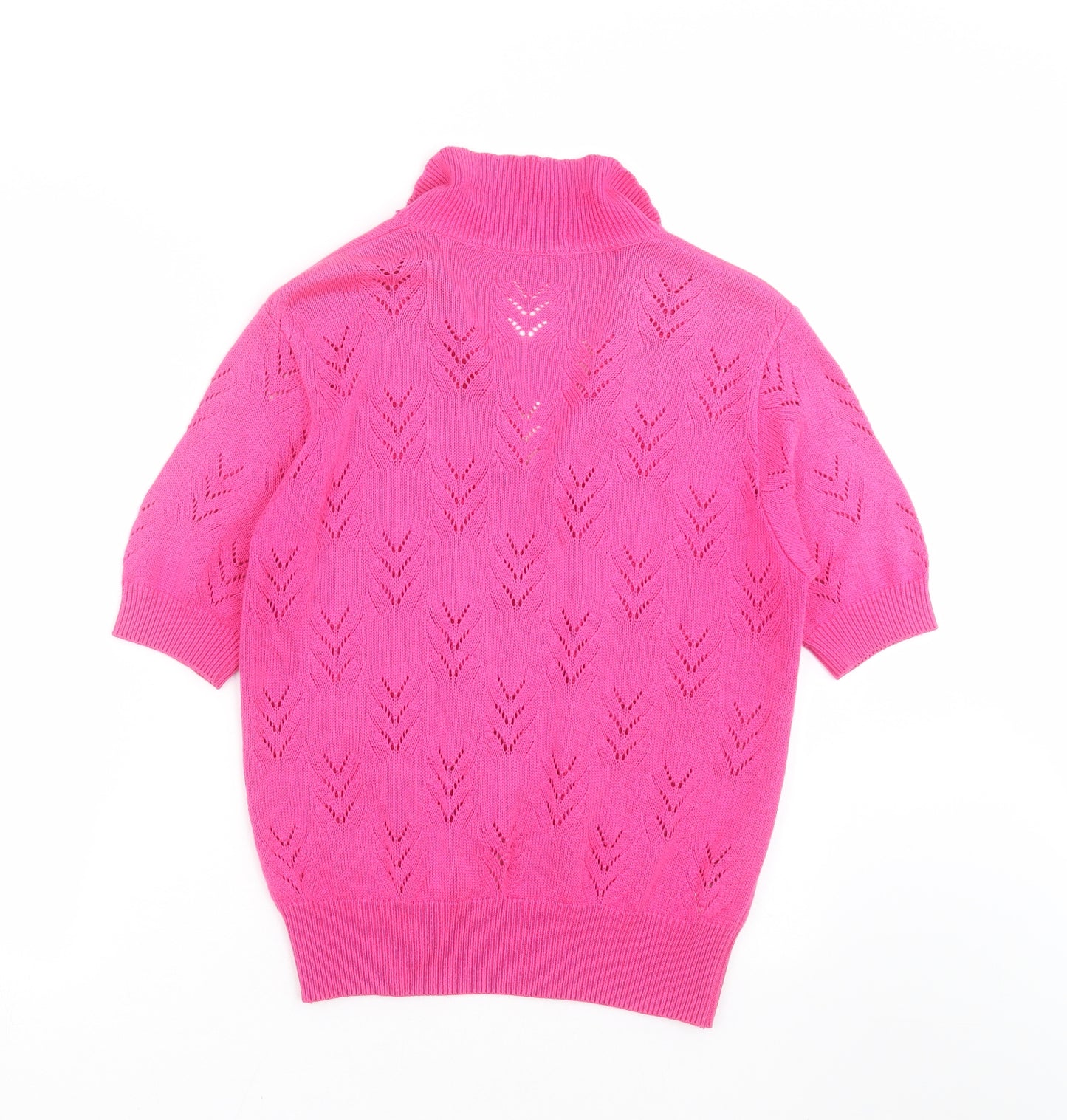 St michael  Womens Pink Geometric Knit Cardigan Jumper Size 12