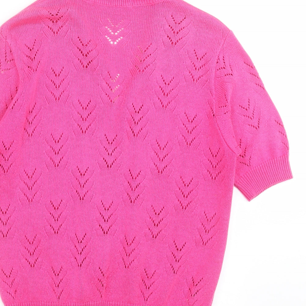 St michael  Womens Pink Geometric Knit Cardigan Jumper Size 12