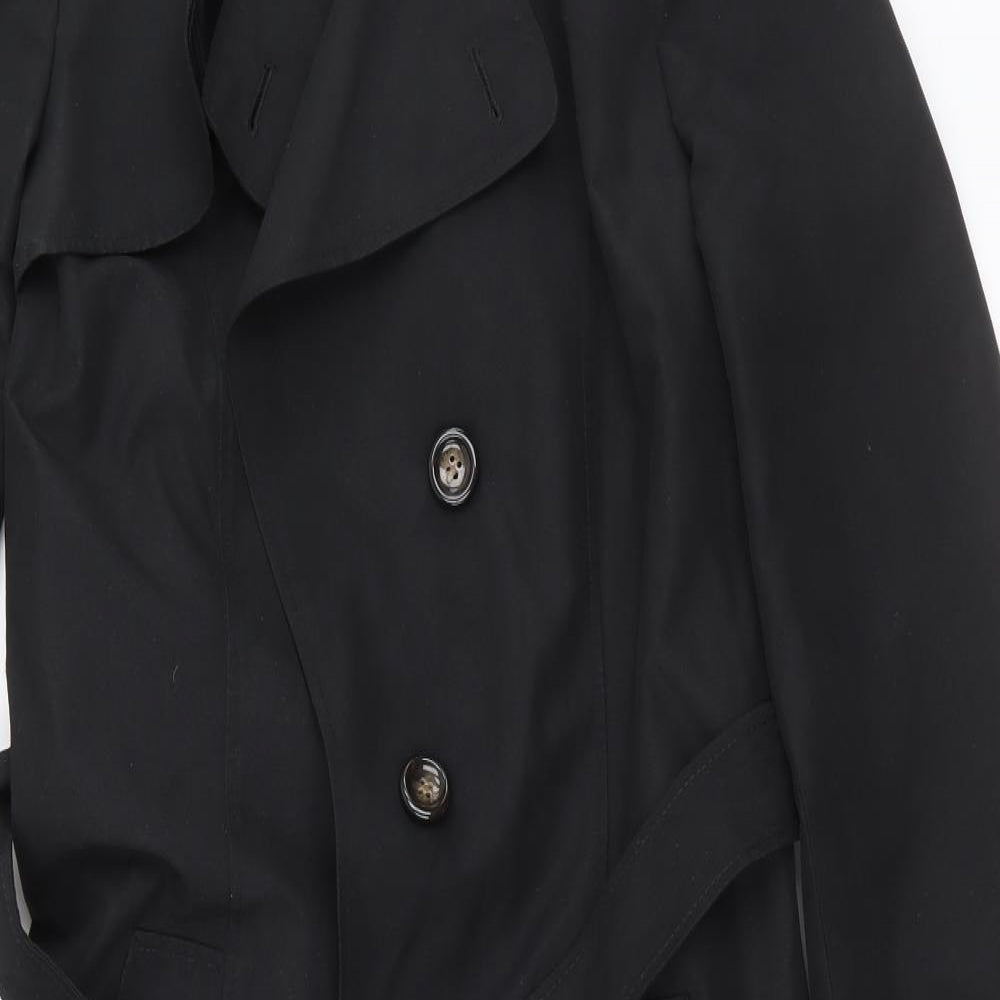 David Barry Womens Black   Trench Coat Coat Size 14