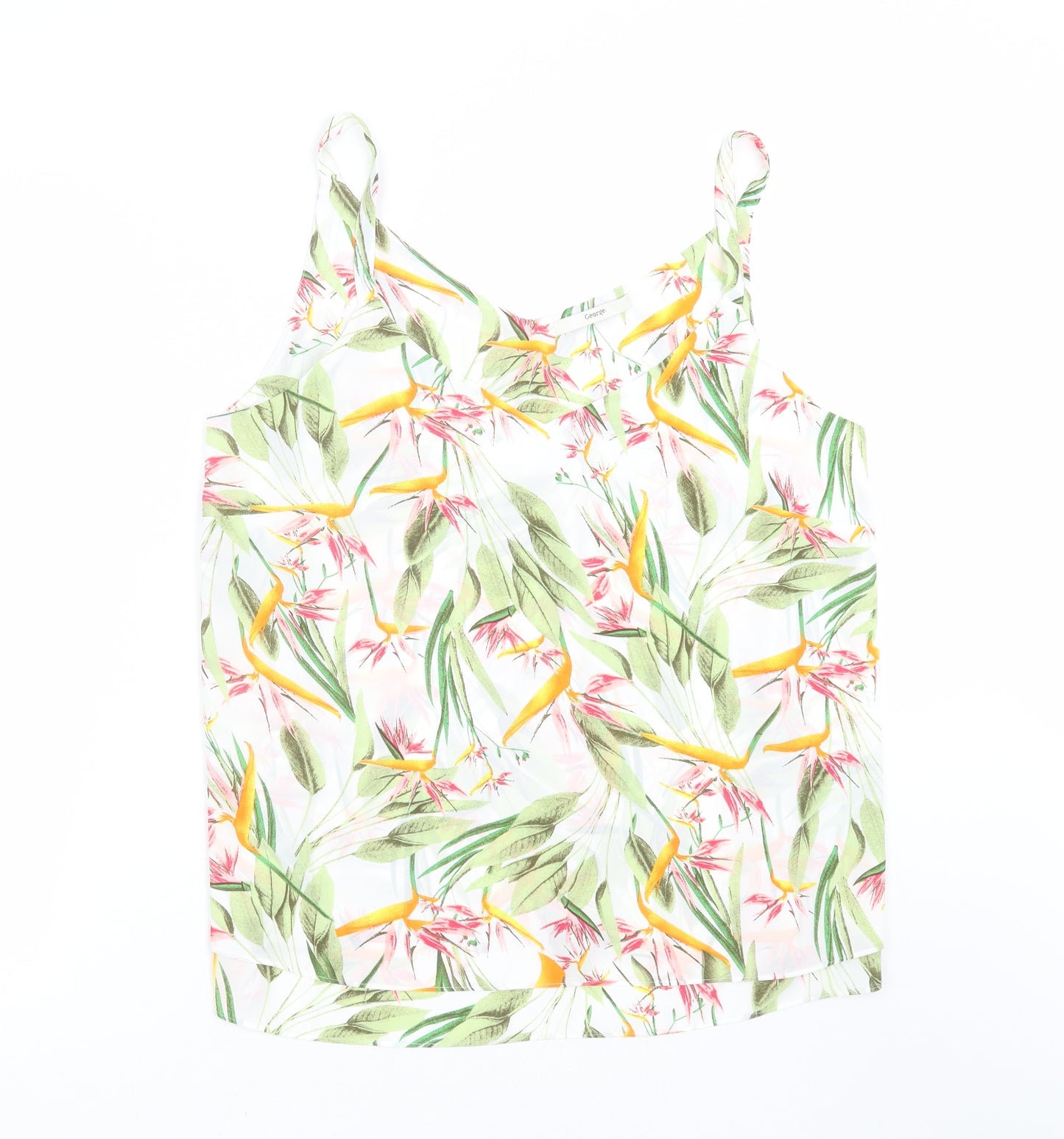 George Womens White Floral  Camisole Blouse Size 16