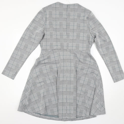 Marks and Spencer Womens Grey Check  Skater Dress  Size 14