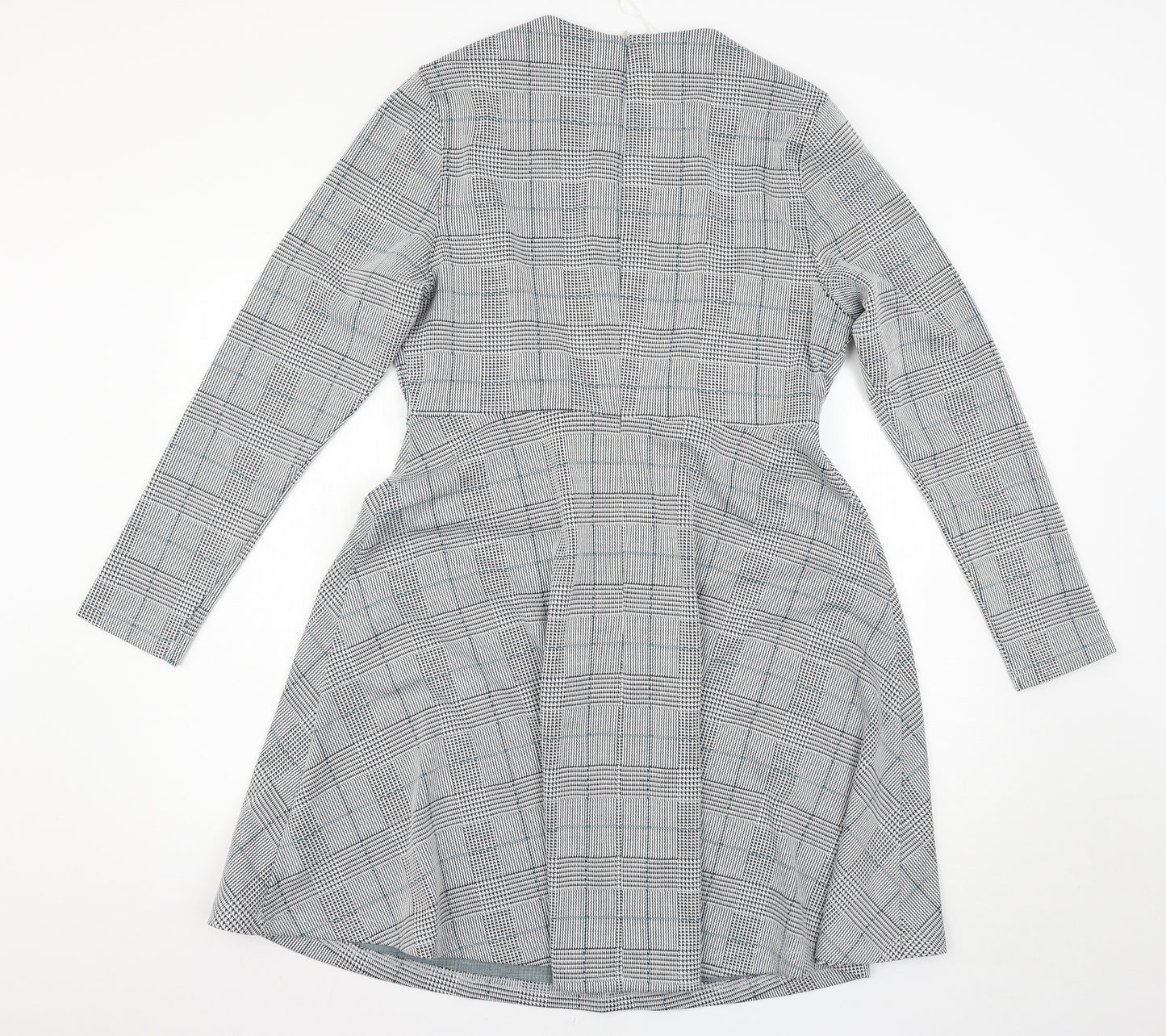 Marks and Spencer Womens Grey Check  Skater Dress  Size 14