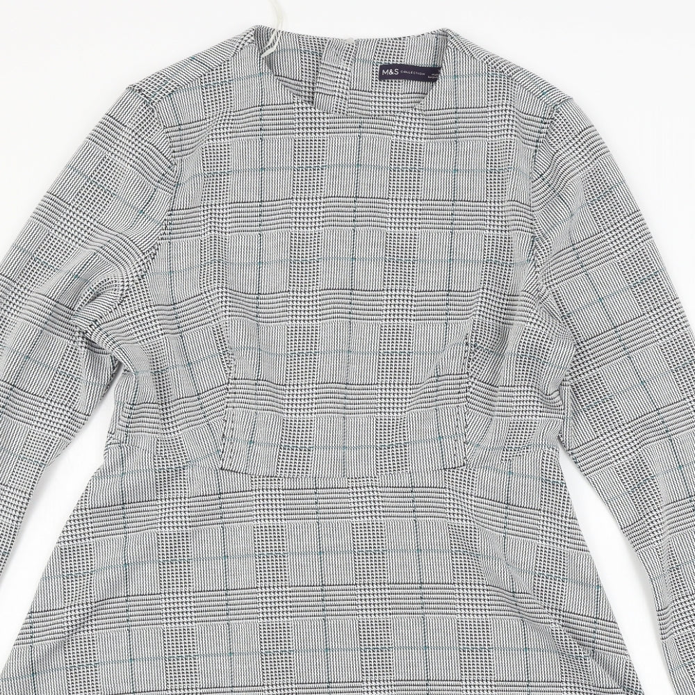 Marks and Spencer Womens Grey Check  Skater Dress  Size 14