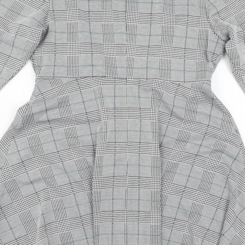 Marks and Spencer Womens Grey Check  Skater Dress  Size 14