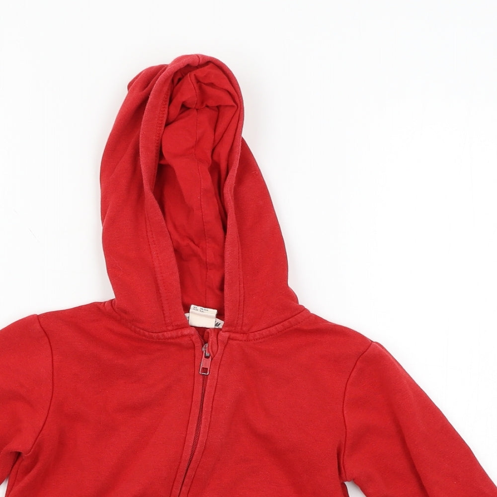 H&M Boys Red   Full Zip Hoodie Size 3-4 Years