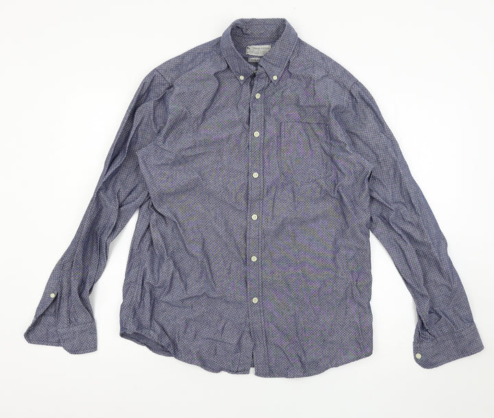 TU Mens Blue Button-Up Size M
