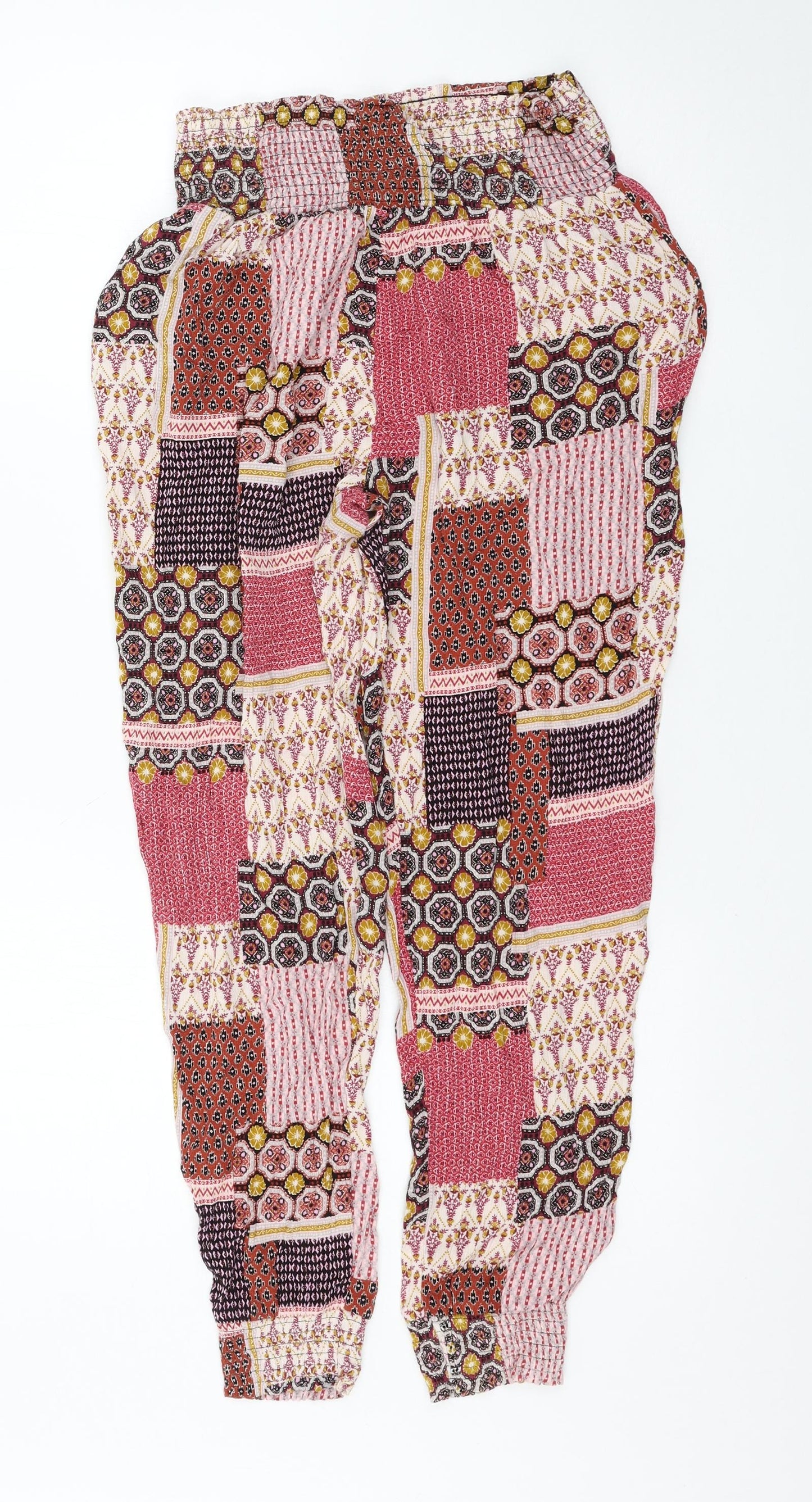 New Look Womens Multicoloured Geometric  Trousers  Size 12 L27 in