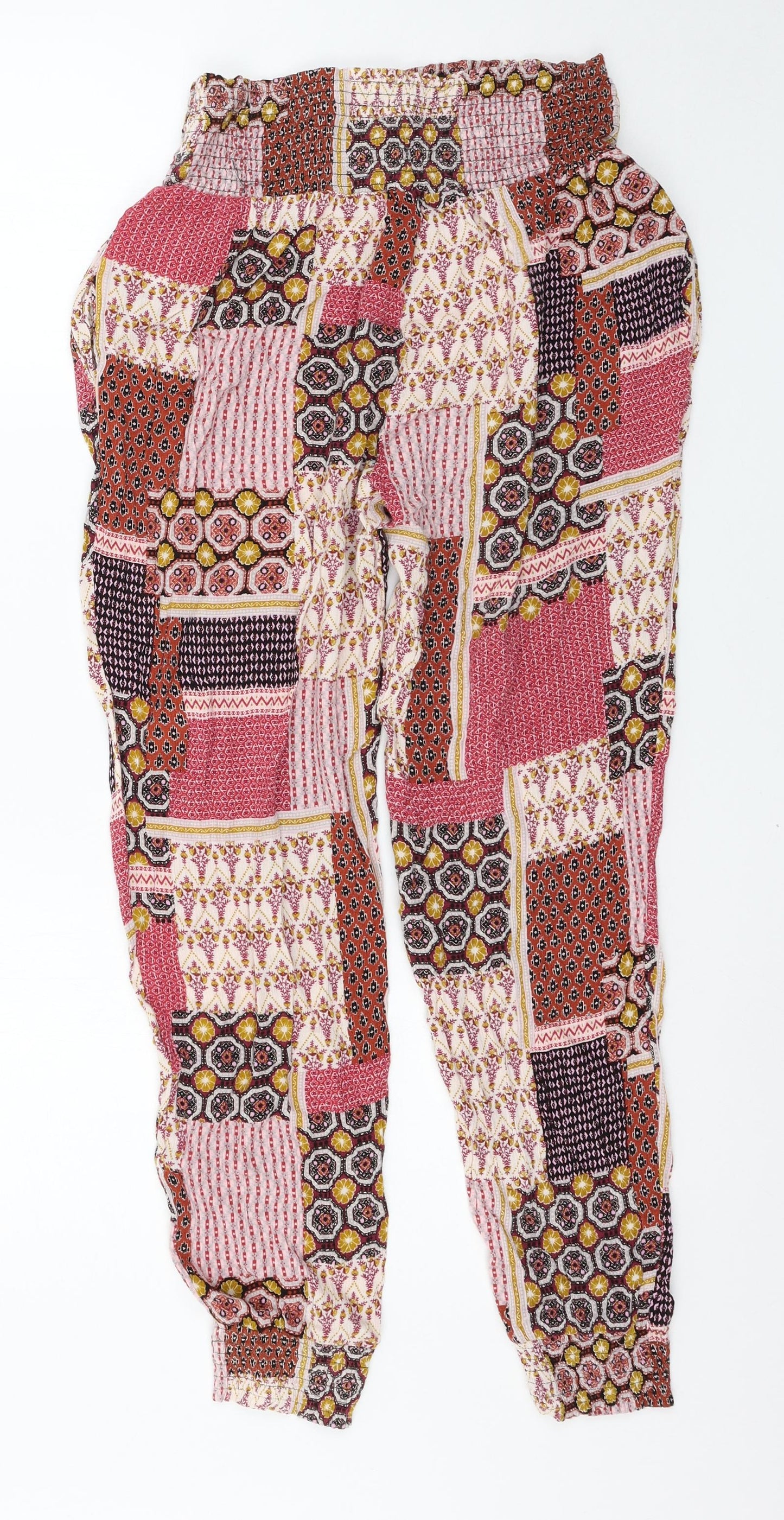 New Look Womens Multicoloured Geometric  Trousers  Size 12 L27 in
