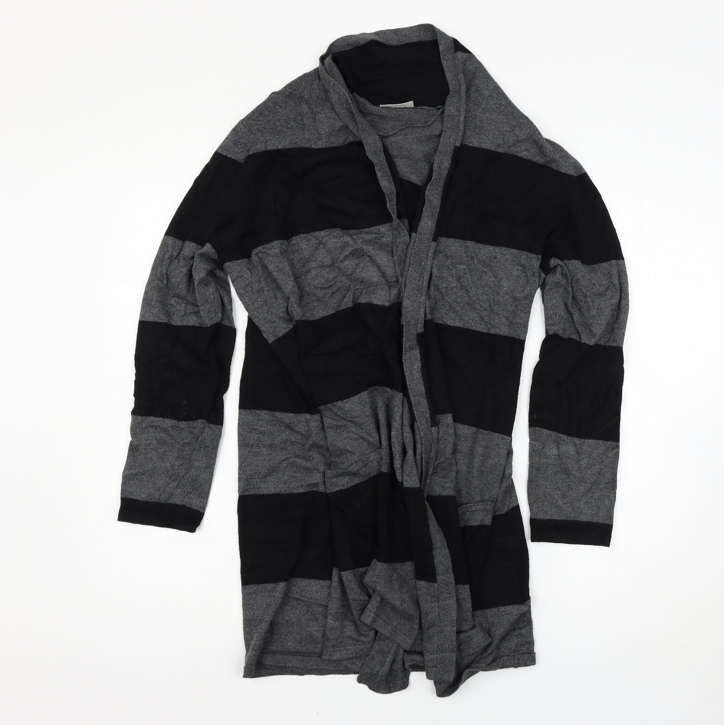 canda Womens Grey Striped  Cardigan Jumper Size L