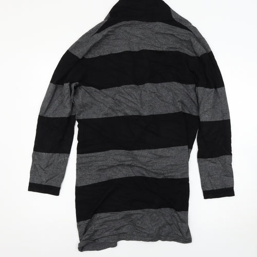 canda Womens Grey Striped  Cardigan Jumper Size L