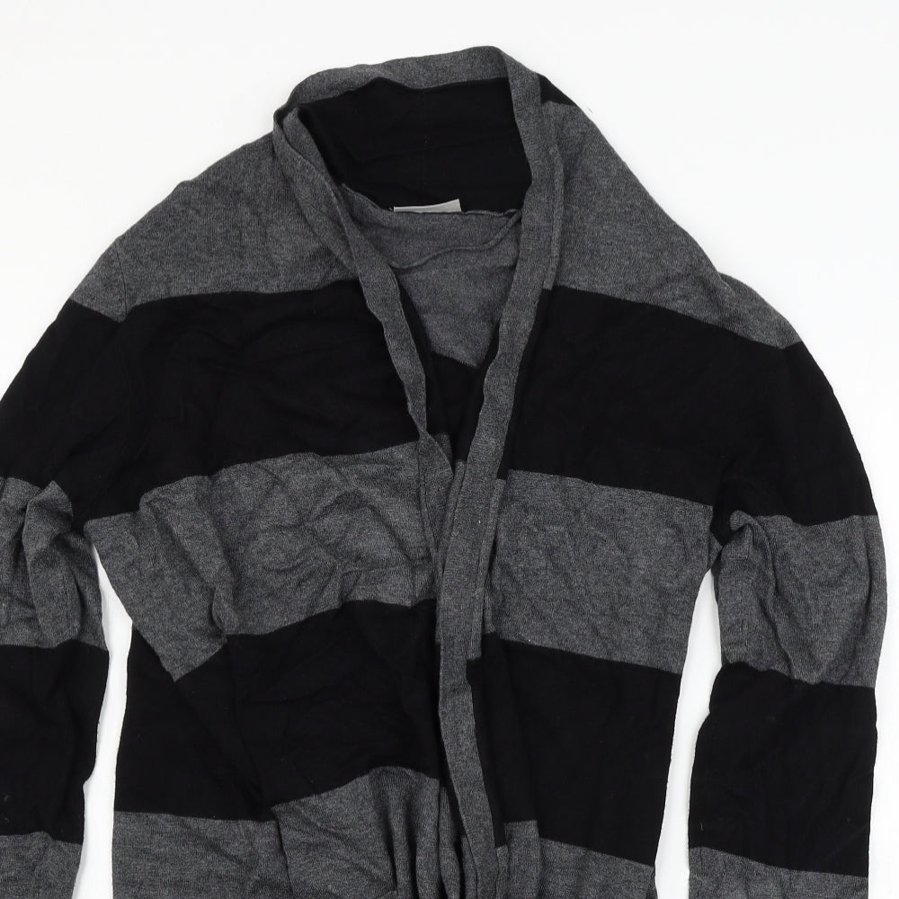 canda Womens Grey Striped  Cardigan Jumper Size L