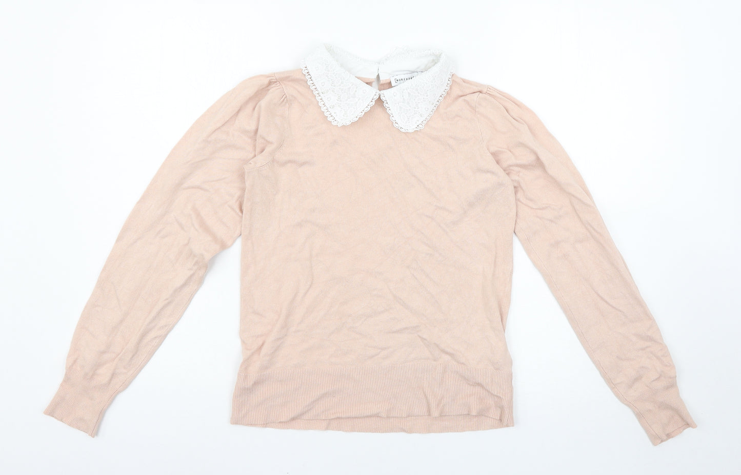 Warehouse Womens Pink Houndstooth  Pullover Jumper Size 10