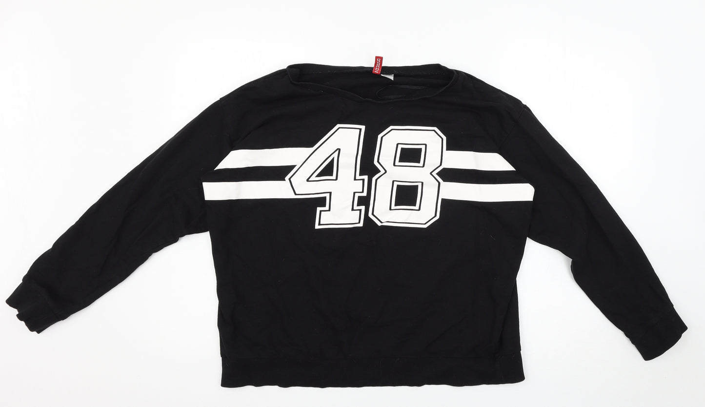 H&M Womens Black   Pullover Sweatshirt Size L