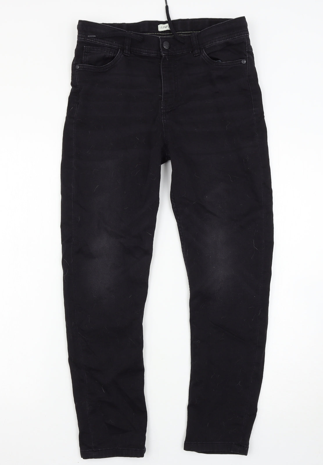 F&F Boys Black   Straight Jeans Size 12-13 Years