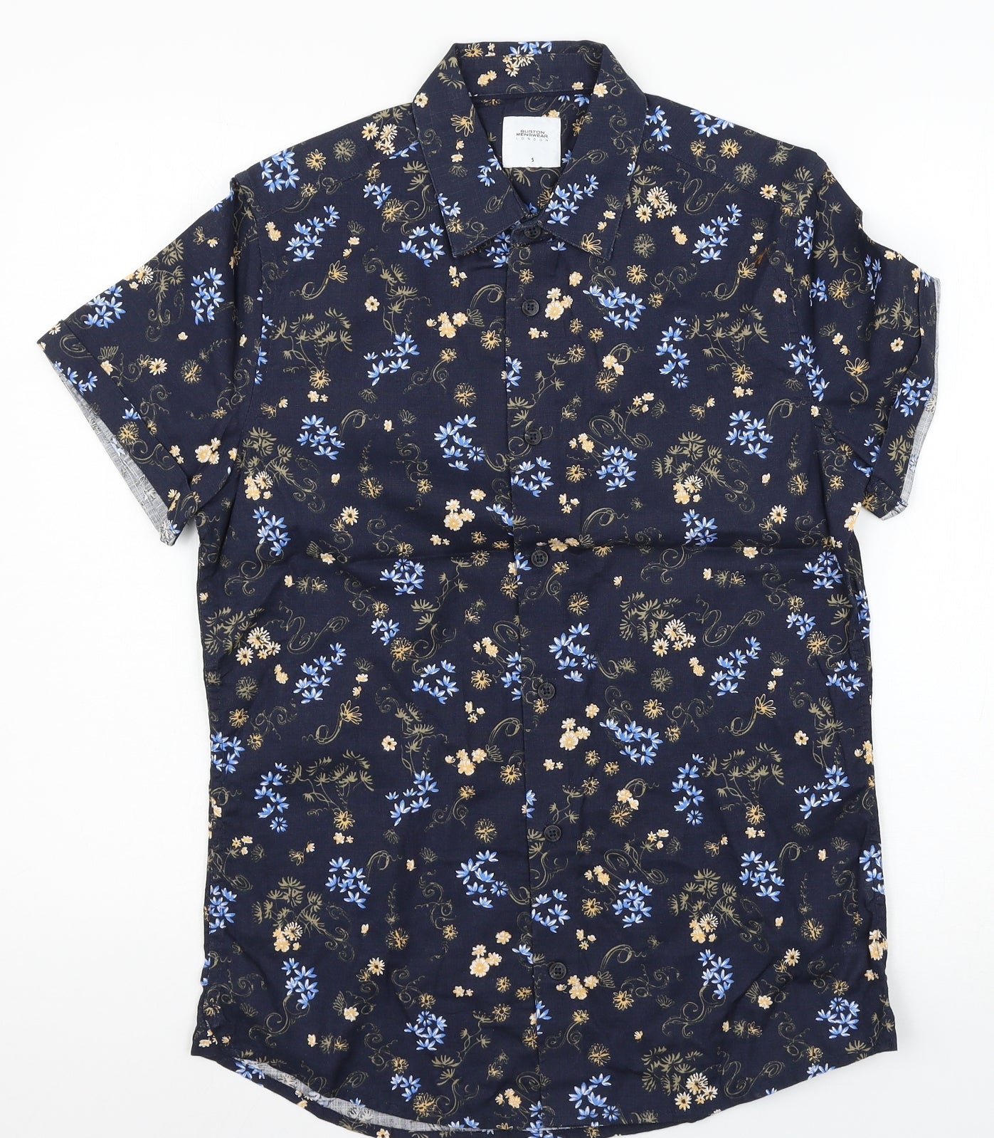 Burton Mens Black Floral   Button-Up Size S