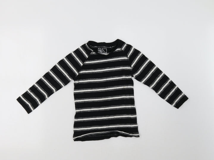 Matalan Boys Black Striped  Pullover Sweatshirt Size 7 Years
