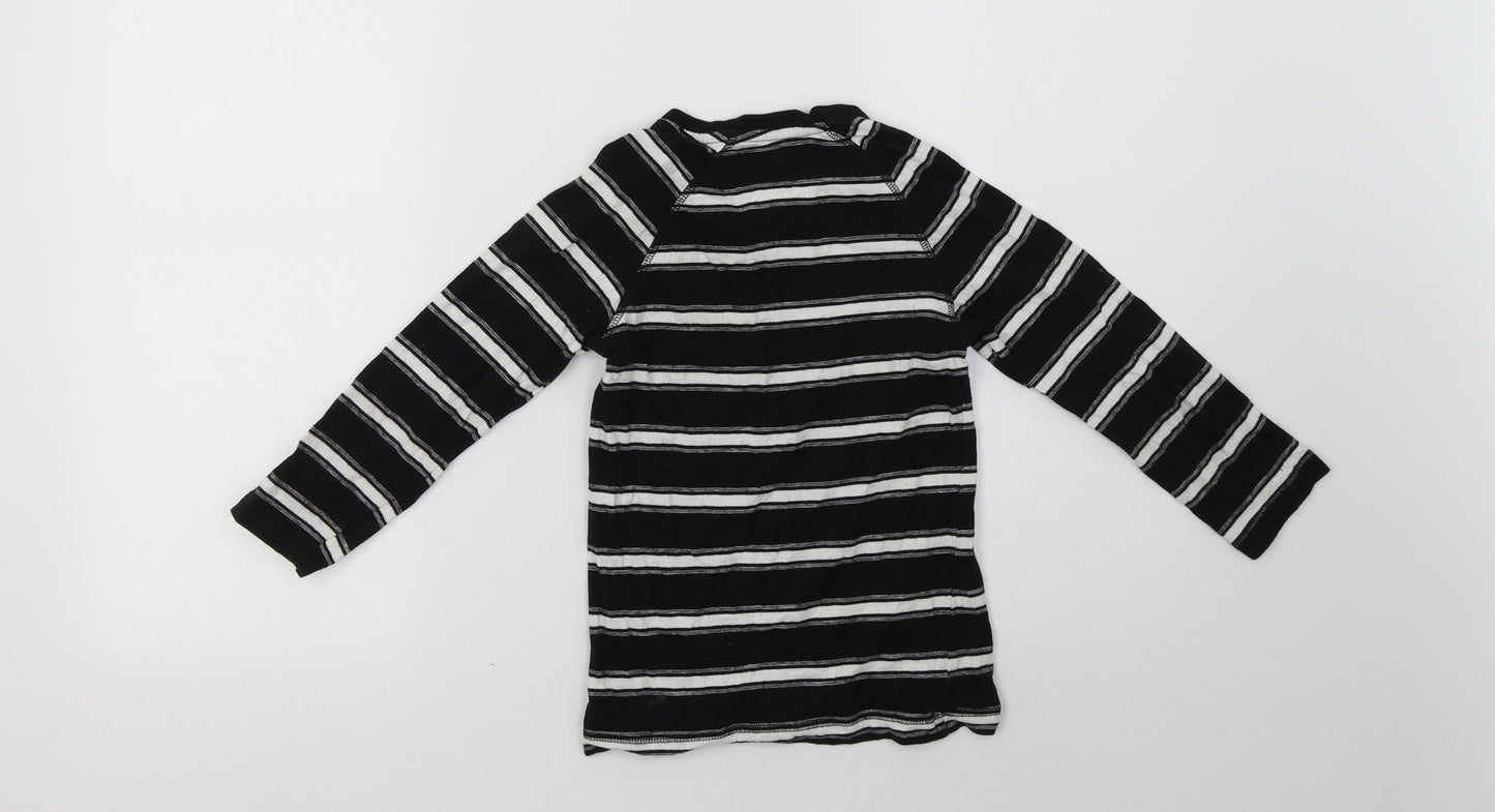 Matalan Boys Black Striped  Pullover Sweatshirt Size 7 Years