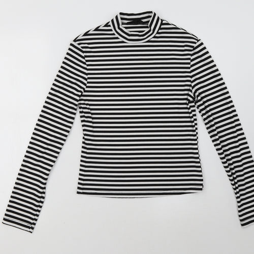 shain Womens White Striped  Pullover Sweatshirt Size L