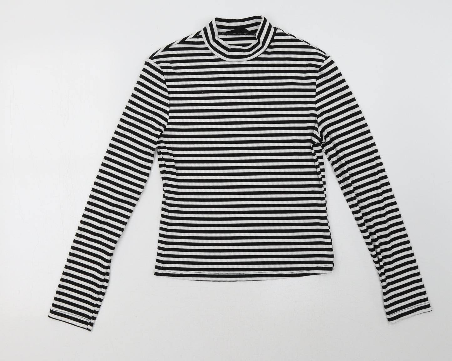 shain Womens White Striped  Pullover Sweatshirt Size L