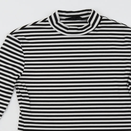 shain Womens White Striped  Pullover Sweatshirt Size L
