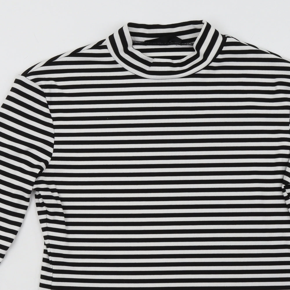 shain Womens White Striped  Pullover Sweatshirt Size L