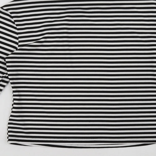 shain Womens White Striped  Pullover Sweatshirt Size L