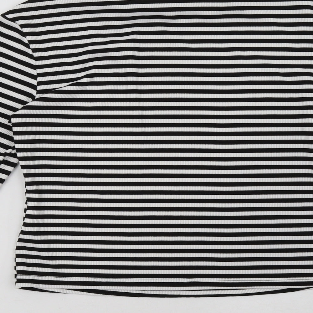 shain Womens White Striped  Pullover Sweatshirt Size L