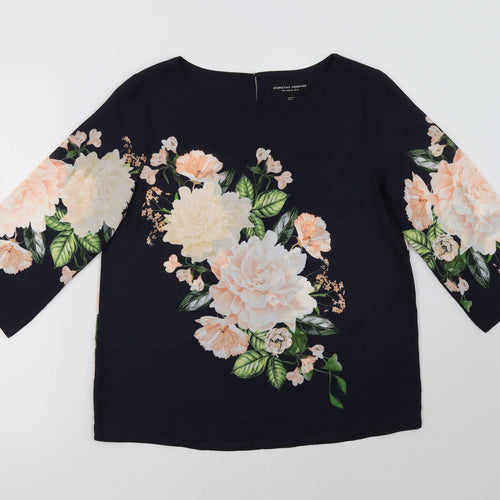 Dorothy Perkins Womens Black Floral  Basic Blouse Size 12