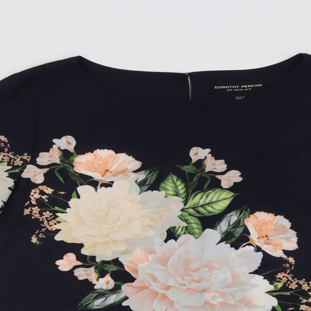 Dorothy Perkins Womens Black Floral  Basic Blouse Size 12
