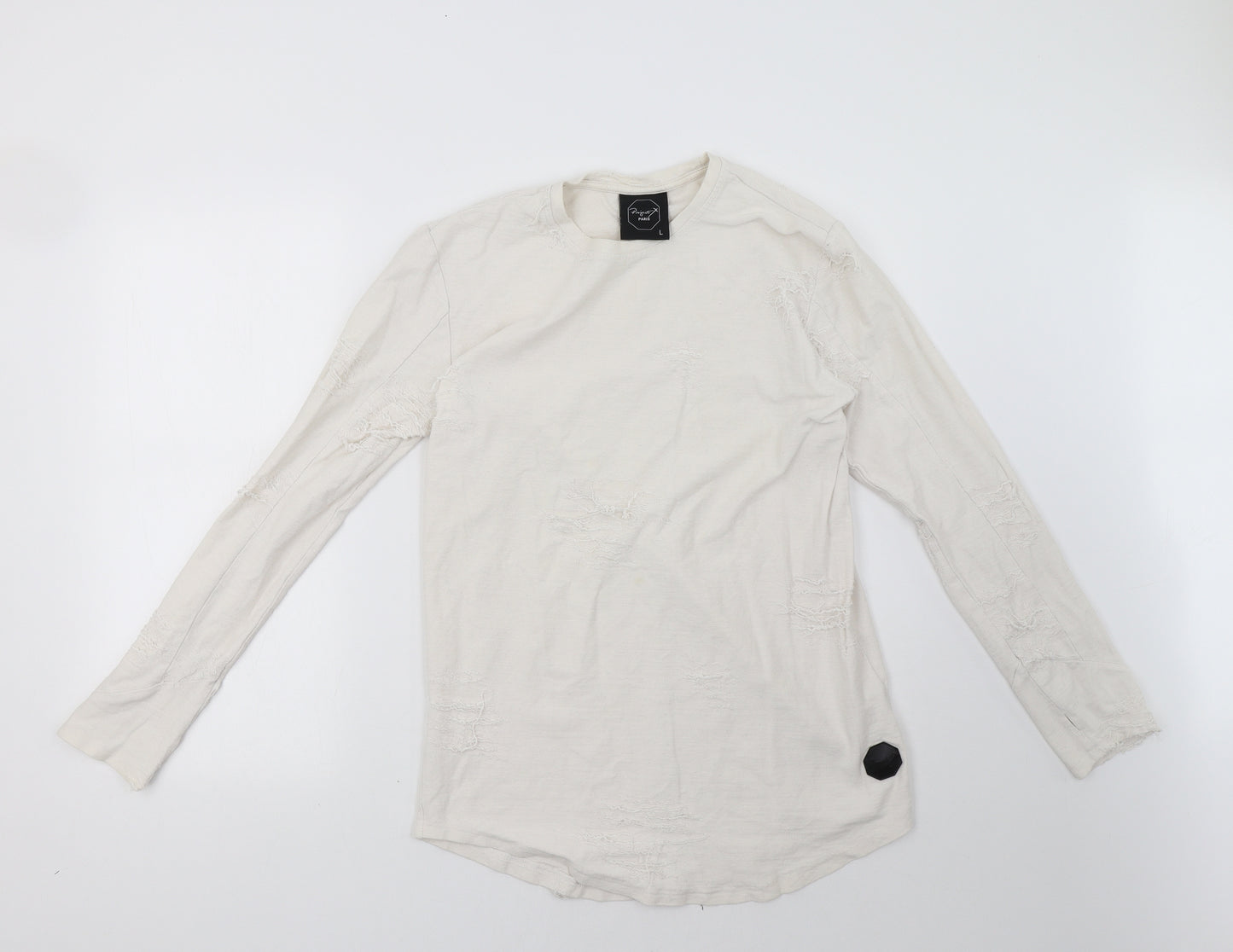 project paris Womens White  Rayon Pullover Sweatshirt Size L