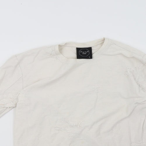project paris Womens White  Rayon Pullover Sweatshirt Size L