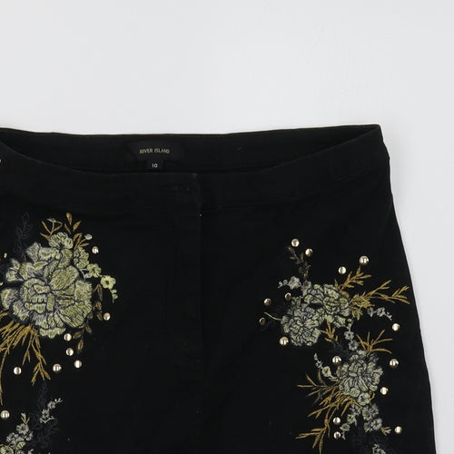 River Island Womens Black  Denim Mini Skirt Size 10
