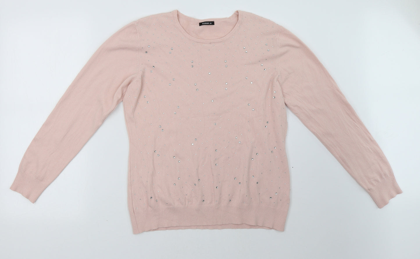 Roman Womens Pink   Pullover Sweatshirt Size 20
