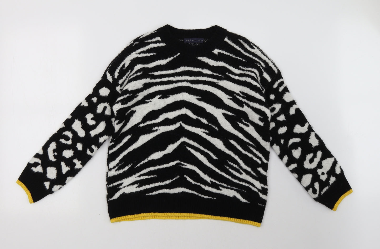 Marks and Spencer Womens Black Animal Print  Pullover Sweatshirt Size S