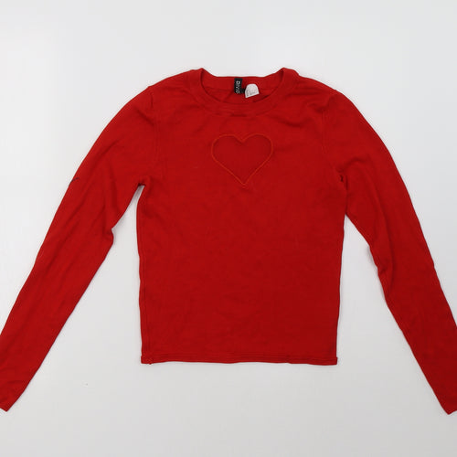 H&M Womens Red   Pullover Sweatshirt Size S