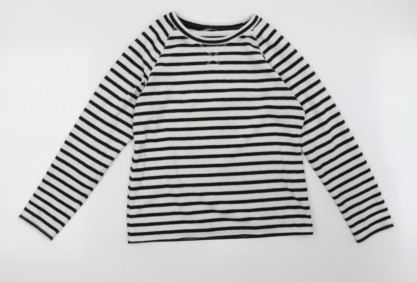 Marks and Spencer Womens White Striped  Pullover Sweatshirt Size 14