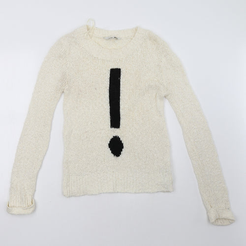 New Look Womens White   Pullover Sweatshirt Size 12