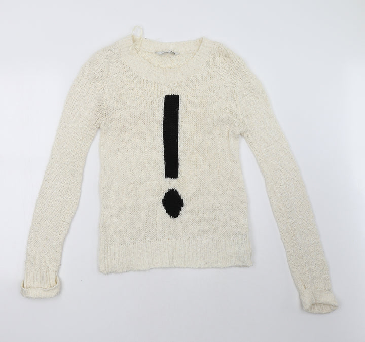New Look Womens White   Pullover Sweatshirt Size 12
