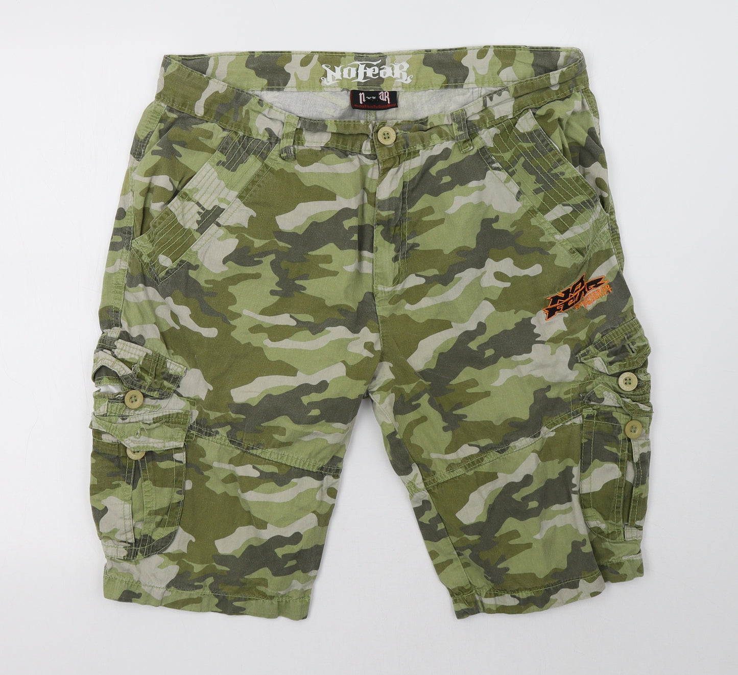 No Fear Mens Green Camouflage  Cargo Shorts Size XL