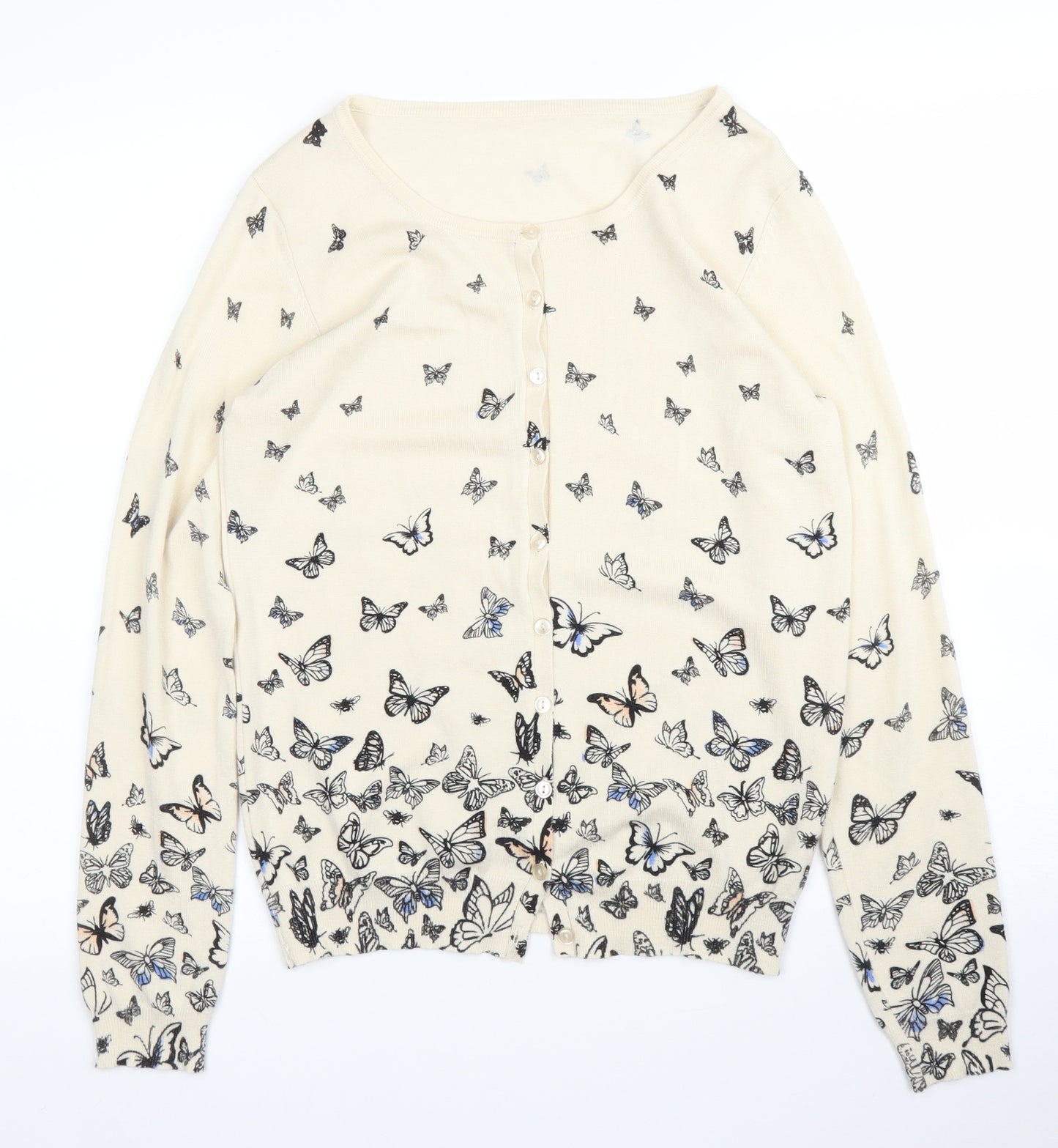 F&F Womens Beige Animal Print  Cardigan Jumper Size 14  - Butterfly Print