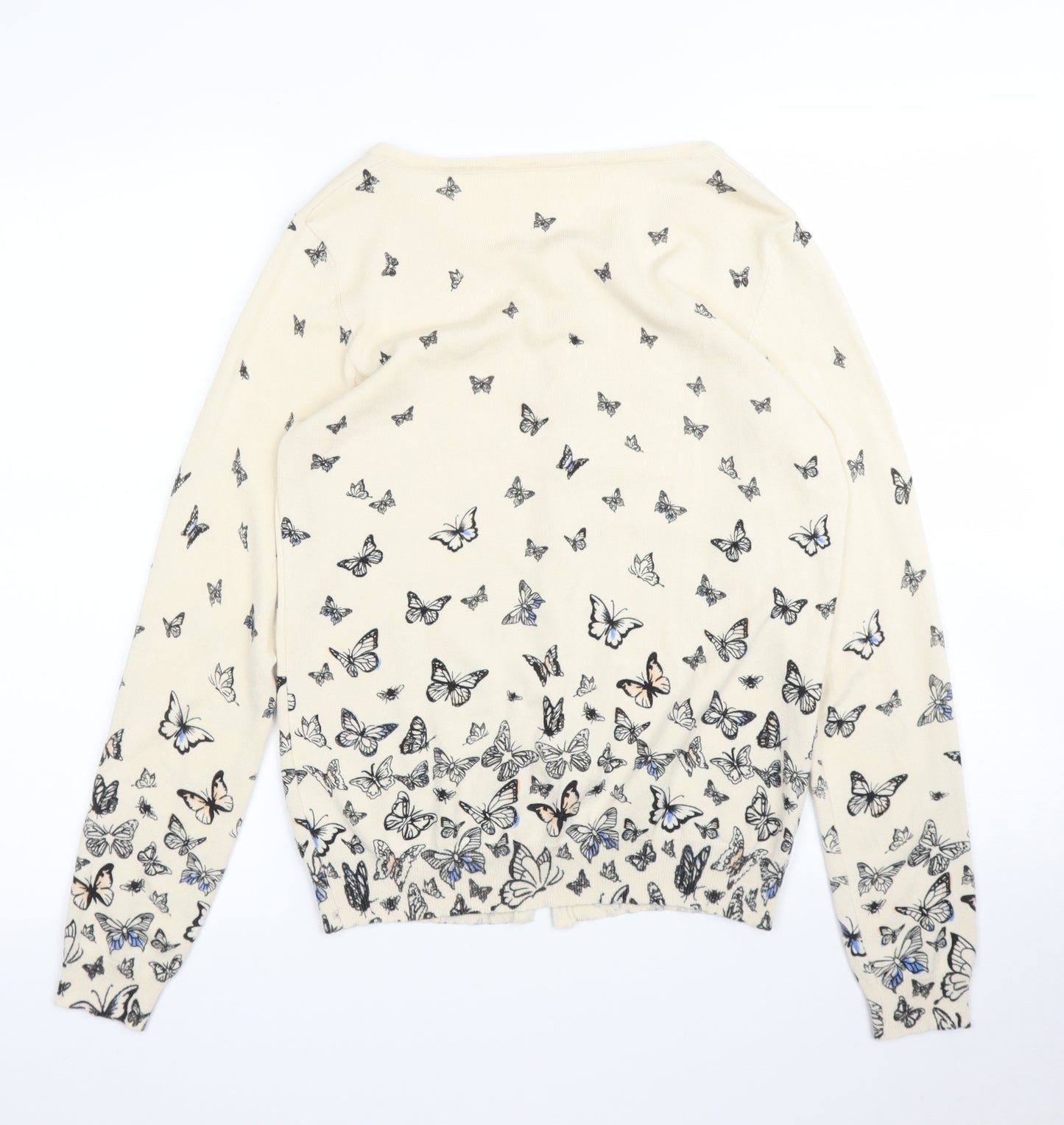 F&F Womens Beige Animal Print  Cardigan Jumper Size 14  - Butterfly Print