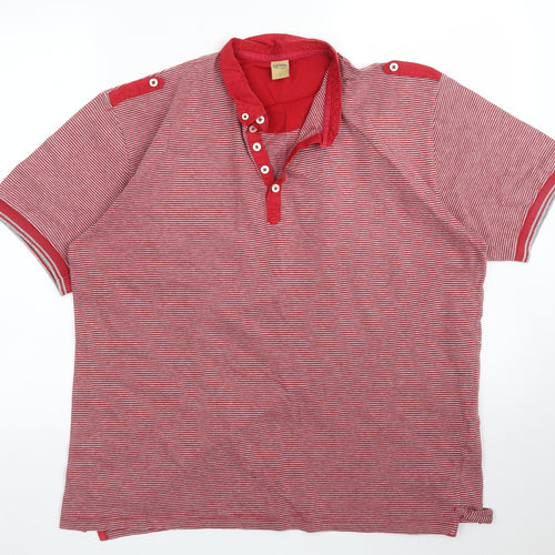 Oak Valley Mens Red Striped   Polo Size L