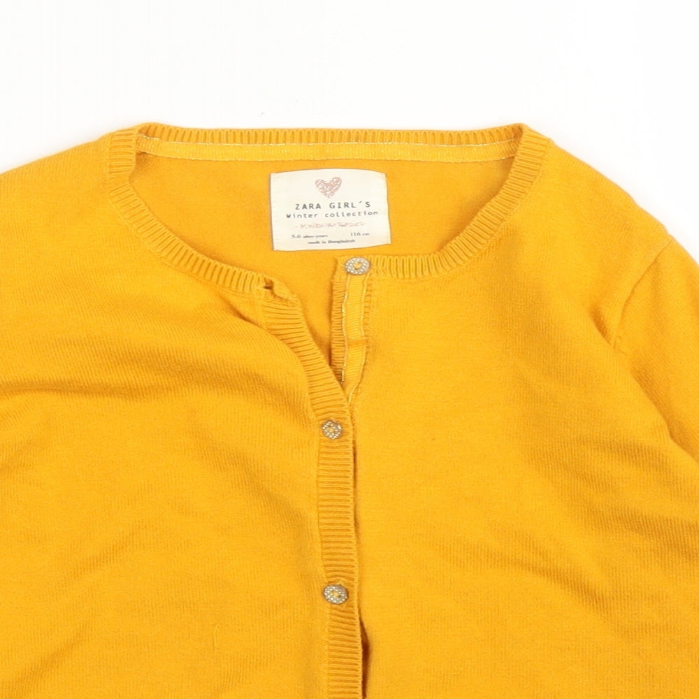 Zara Girls Yellow   Cardigan Jumper Size 5 Years