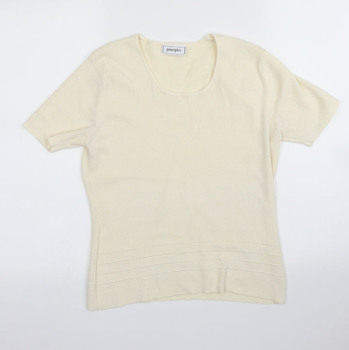 Principles Womens Ivory   Basic T-Shirt Size 14