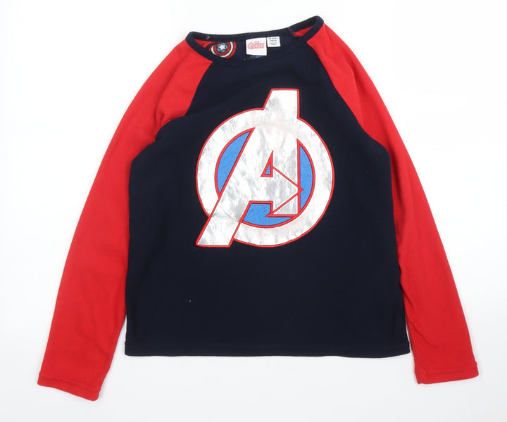 Primark Boys Blue Solid Fleece  Pyjama Top Size 10 Years  - Marvel