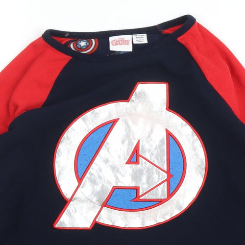 Primark Boys Blue Solid Fleece  Pyjama Top Size 10 Years  - Marvel