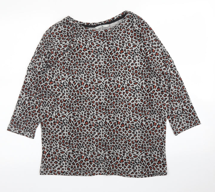 TU Womens Beige Animal Print Pullover Jumper Size 14 - Leopard print