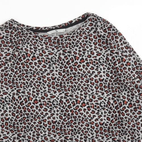 TU Womens Beige Animal Print  Pullover Jumper Size 14  - Leopard print