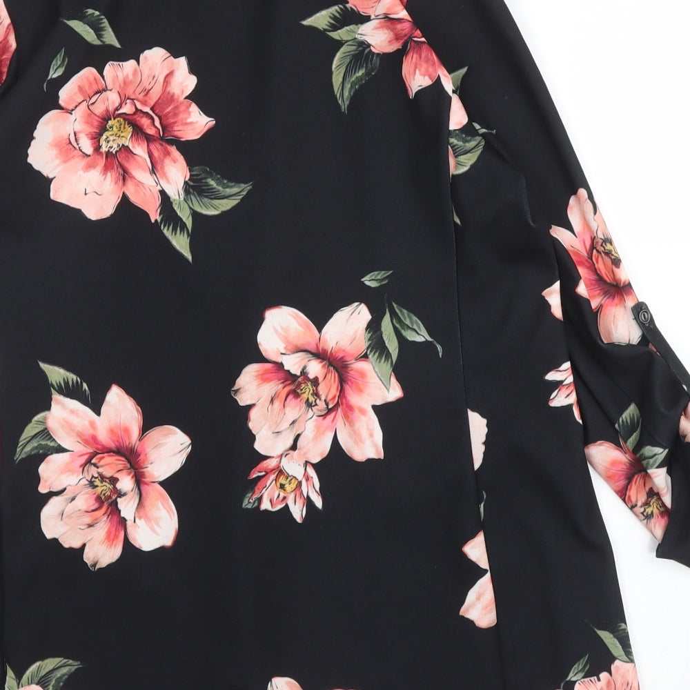 New Look Womens Black Floral  Kimono Blouse Size 10